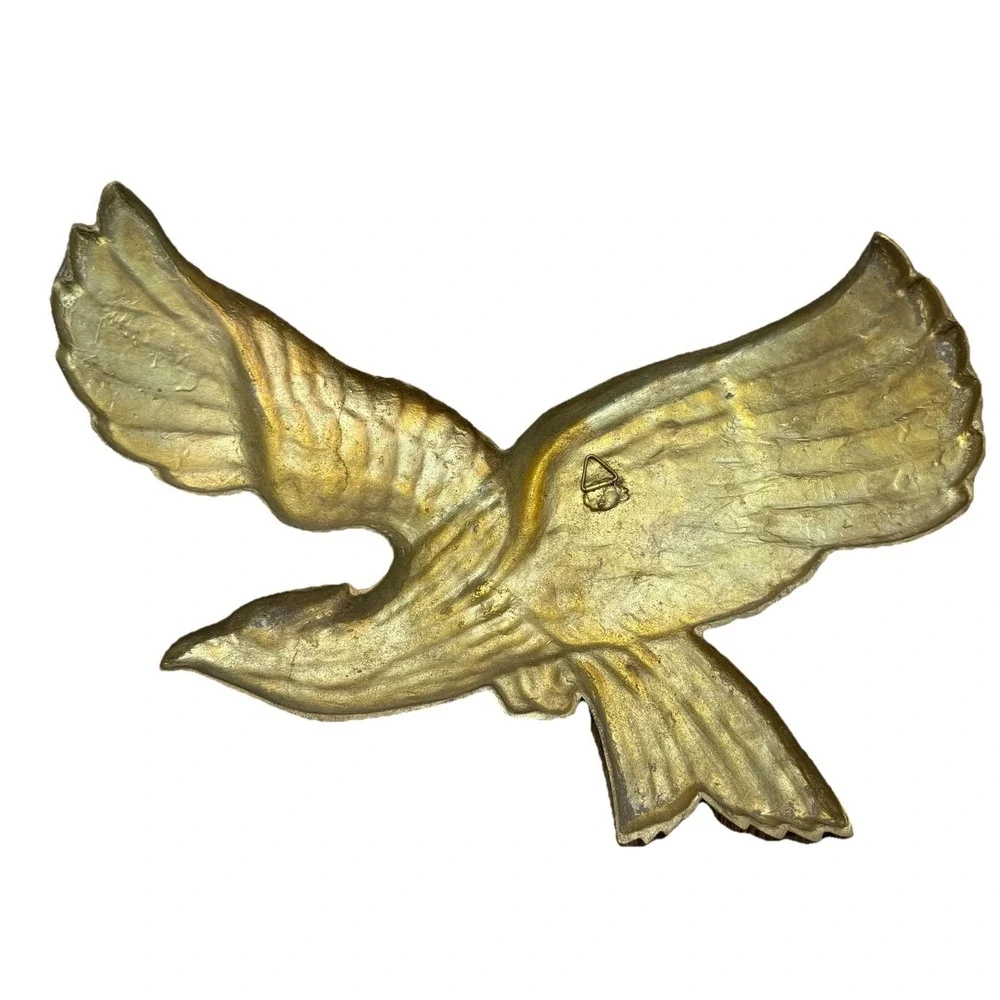 Patriotic Brass Eagle Swooping‎ Wall Hanging Plaque Mid Century 16